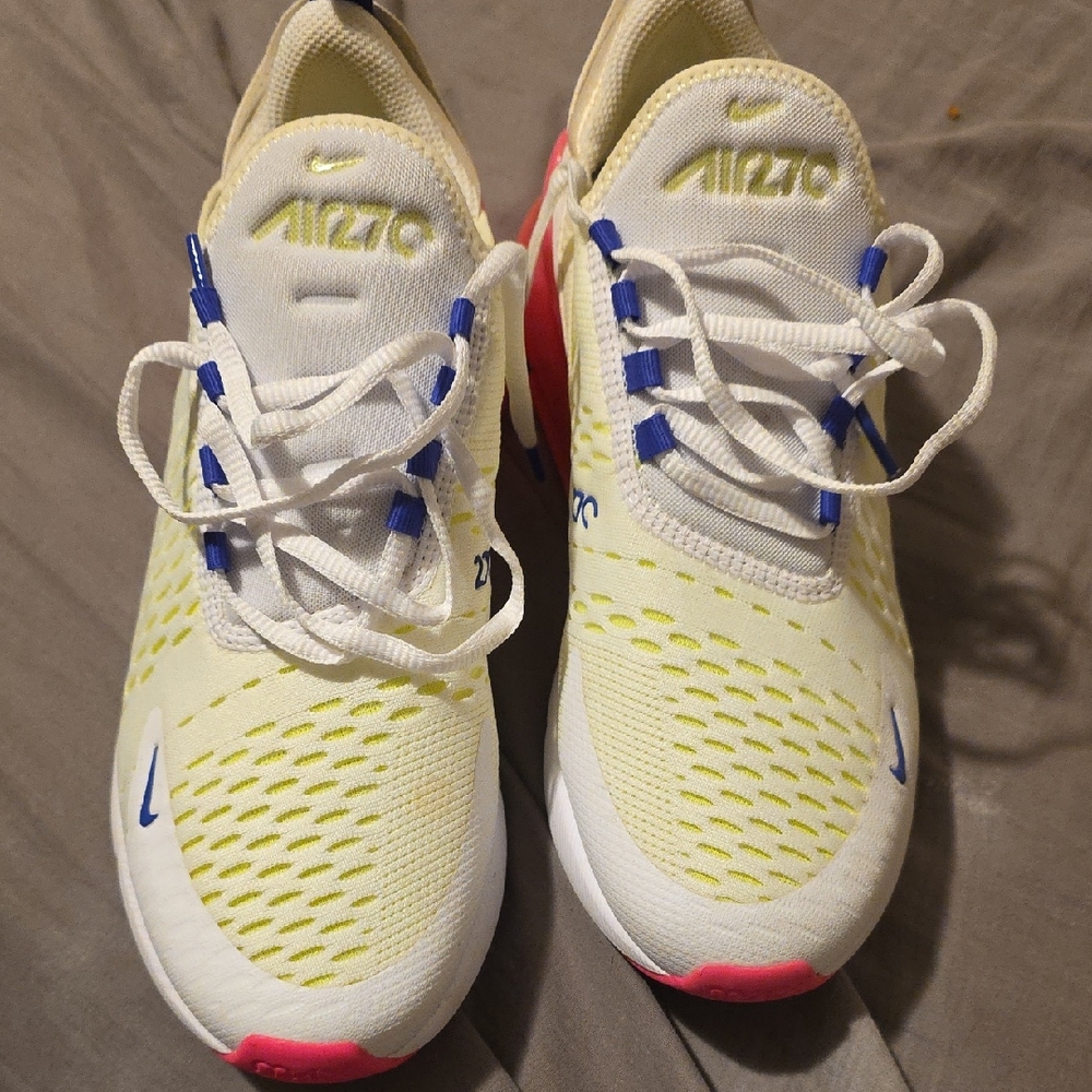 Nike Air Max White and Neon Yellow Sneakers